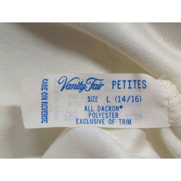 Vintage Vanity Fair Petites Womens Large 14 16 Ivory Housecoat Dress Floral Trim - Picture 2 of 11